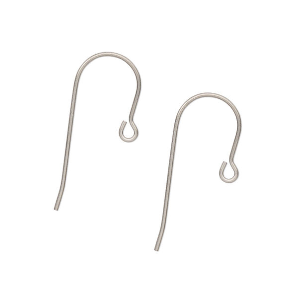 Ear wire, titanium, 24.5mm fishhook with open loop, 21 gauge. Sold per pkg of 5 pairs. image number 0