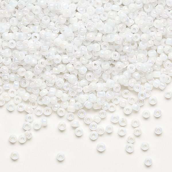 Seed bead, Dyna-Mites™, glass, pkg/40g, #11 round, opaque rainbow white, (743R 11/0 RR). image number 0