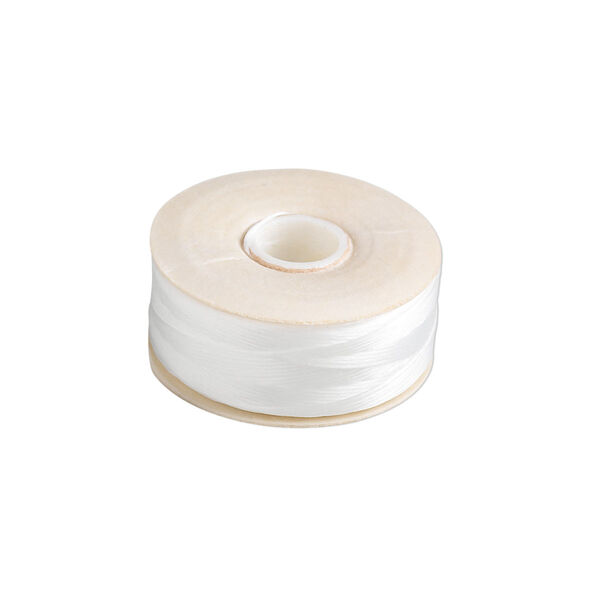 Thread, Nymo®, nylon, white, size D. Sold per 64-yard bobbin. image number 0