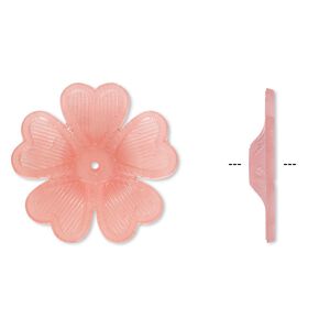 Component, acrylic, frosted pink, 42x7mm flower. Sold per pkg of 25.