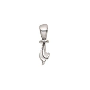 Bail, JBB Findings, ice-pick, antique silver-plated pewter (tin-based alloy), 19x5mm double-sided fancy swirl with swivel, 6mm grip length. Sold individually.