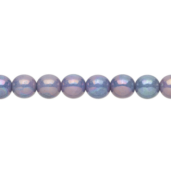 Bead, Czech glass druk, opaque light blue nebula, 6mm round. Sold per 15-1/2" to 16" strand. image number 0