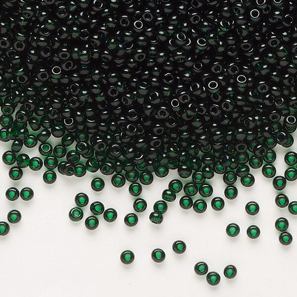 Seed bead, Preciosa Ornela Czech glass, pkg/500g, #11 rocaille, transparent dark green, (50150). image number 0