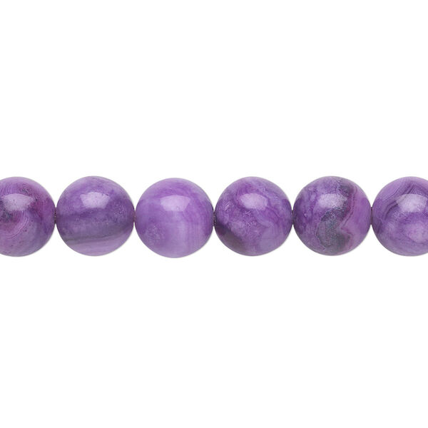Bead, crazy lace agate (dyed), purple, 8mm round, B grade, Mohs hardness 6-1/2 to 7. Sold per 15-1/2" to 16" strand. image number 0