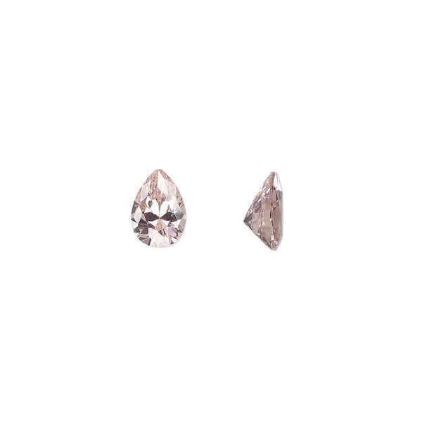 Gem, cubic zirconia, sapphire rose, 7x5mm faceted pear, Mohs hardness 8-1/2. Sold per pkg of 2. image number 0