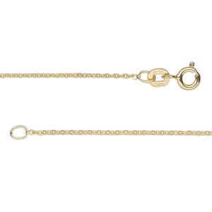 Chain 1pkg1 sterling silver cable, 1.2mm / springring clasp, Gossamer™ "vermeil" 18 inch