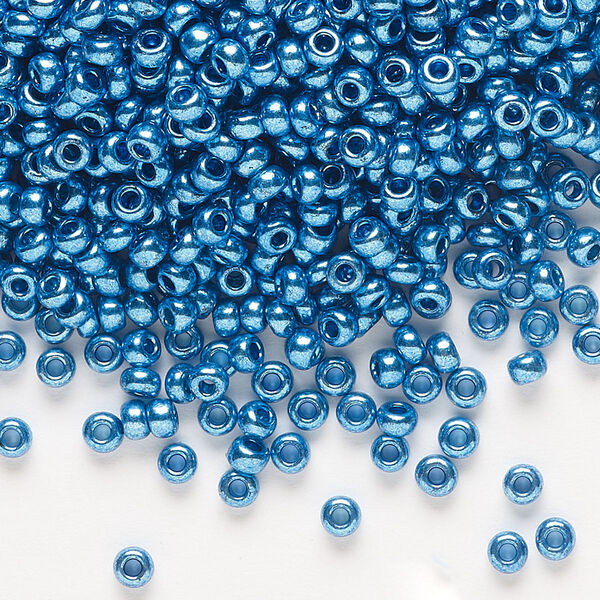 Seed bead, Preciosa Ornela Czech glass, pkg/500g, #8 rocaille, opaque metallic blue, (18336). image number 0