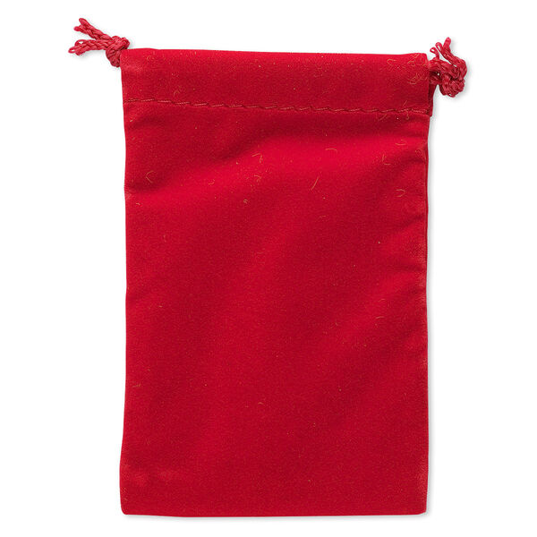 Pouch, velveteen, red, 4-1/2 x 3 inches with drawstring. Sold per pkg of 12. image number 0