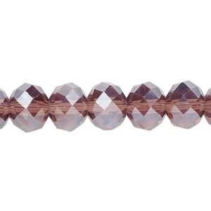 Bead 1pkg1 glass, 10x8mm faceted rondelle, 15 inch translucent luster amethyst