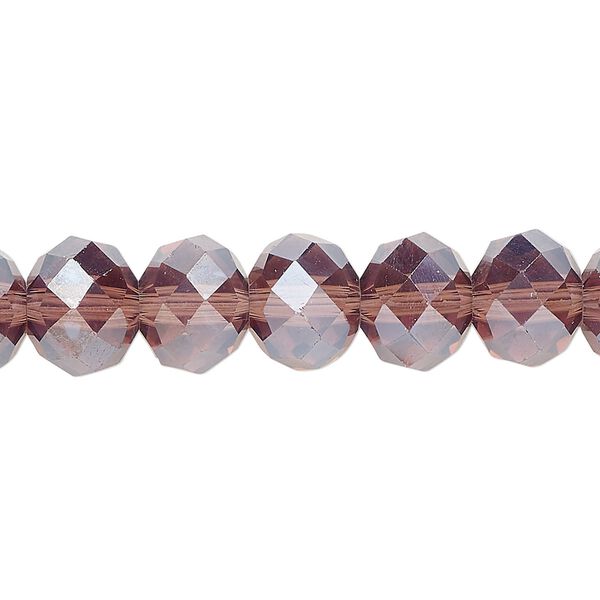 Bead 1pkg1 glass, 10x8mm faceted rondelle, 15 inch translucent luster amethyst image number 0