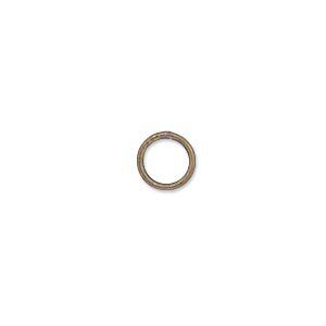 Jump ring, antique gold-plated brass, 8mm soldered round, 6.2mm inside diameter, 18 gauge. Sold per pkg of 100.