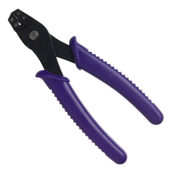 Plier, crimping, steel, purple and black, 5-3/8 inch multi-size tubes. Sold individually. image number 0