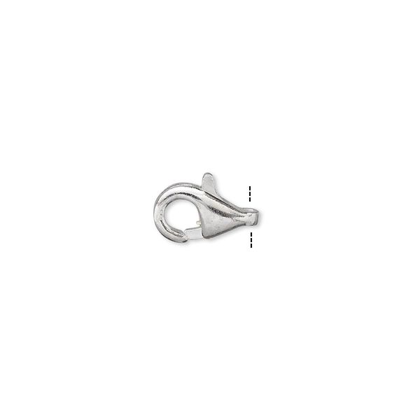 Clasp, lobster claw, silver-plated brass, 10x6mm. Sold per pkg of 100. image number 0