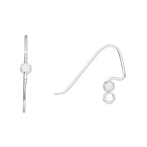 Ear wire fishhook 1pkg100 silver-plated, 18mm angular / 3.5mm stardust ball / perfect balance / open loop, 22 gauge brass 50 pair