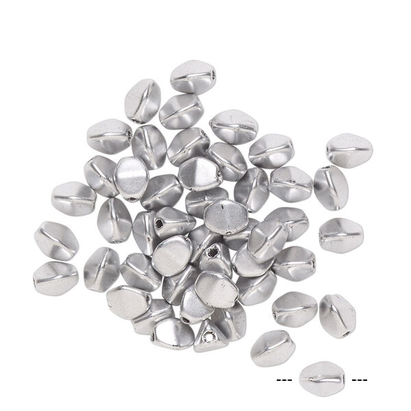Bead, Preciosa, Czech pressed glass, opaque satin silver, 5x4mm buckwheat. Sold per pkg of 50. image number 0