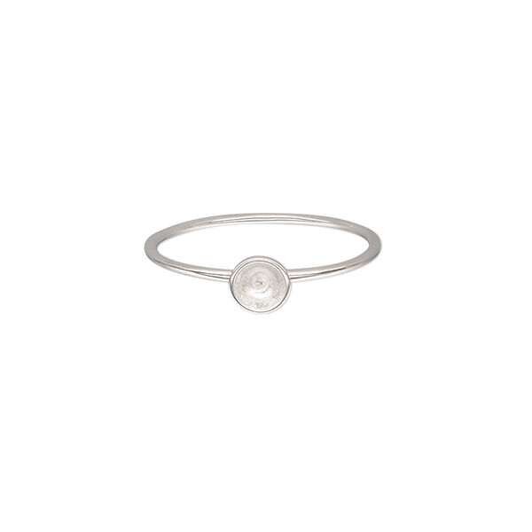 Ring, Almost Instant Jewelry®, sterling silver, 1mm wide with SS17 rivoli glue-in setting, size 7. Sold individually. image number 0