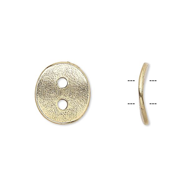 Button, antique gold-plated pewter (tin-based alloy), 15x13mm textured curved flat oval. Sold per pkg of 2. image number 0