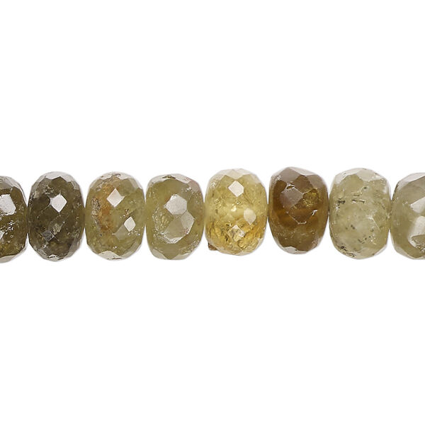 Bead, grossularite garnet (natural), 8x4mm-10x7mm hand-cut tumbled faceted rondelle, B grade, Mohs hardness 6-1/2 to 7. Sold per 14-inch strand, approximately 55 beads. image number 0