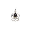 Black onyx / sterling silver 1pkg1, antiqued open lotus drop 12x12mm image number 1