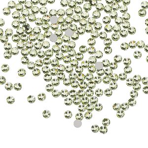 Flat back, Dance With Me™ crystal rhinestone, peridot, foil back, 2.3-2.5mm rose, SS8. Sold per pkg of 144 (1 gross).