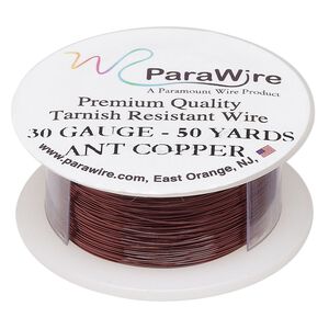 Wire, ParaWire™, antiqued copper, round, 30 gauge. Sold per 50-yard spool.