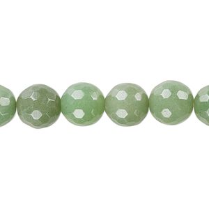 Green aventurine 1pkg1, faceted round bead natural 15.5-16 inch 10mm