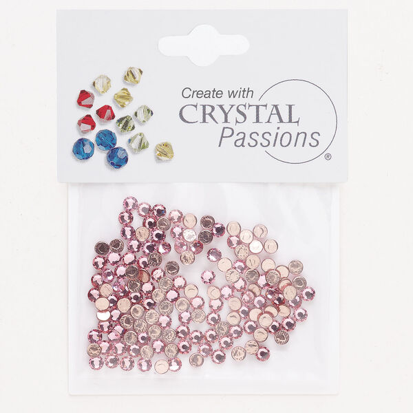 Flat back 1pkg144 light rose, Crystal Passions&reg; rhinestone 3.00-3.12mm hotfix round SS12 image number 0