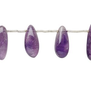 Amethyst 1pkg25, hand-cut top-drilled teardrop bead natural 9x4mm-23x7mm