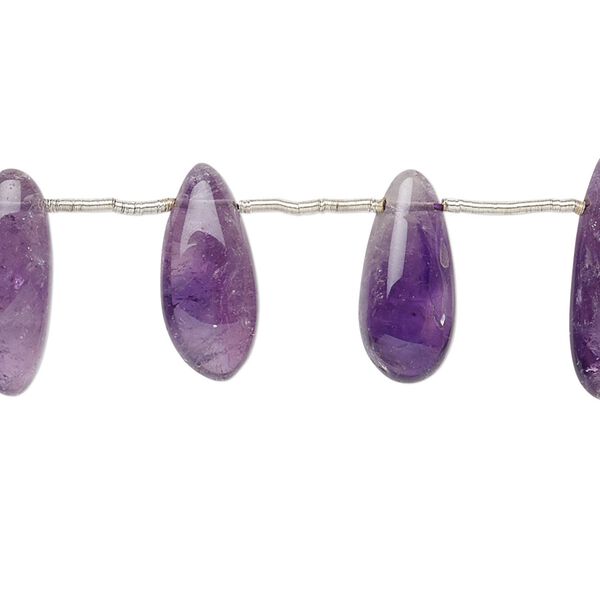 Amethyst 1pkg25, hand-cut top-drilled teardrop bead natural 9x4mm-23x7mm image number 0