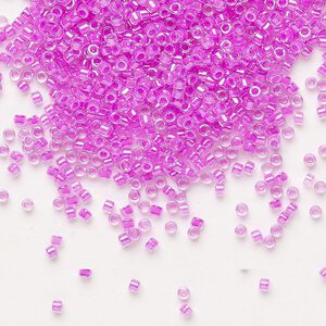 Seed bead, Delica®, glass, pkg/50g, #11 round, translucent luminous inside dyed color purple (DB-2038).