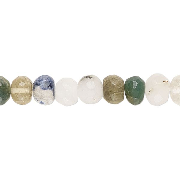 Multi-gemstone 1pkg1, hand-cut faceted rondelle bead 14 inch 7x4mm-8x6mm image number 0