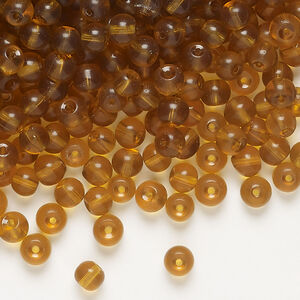 Bead 1pkg1, glass, translucent dark honey, 4mm round, 4 ounces