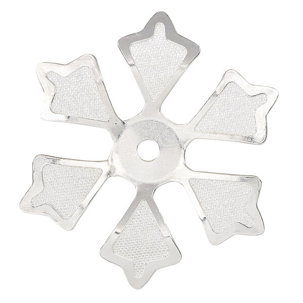 Component, silver-finished steel, 38x33mm single-sided flower. Sold per pkg of 4. image number 0