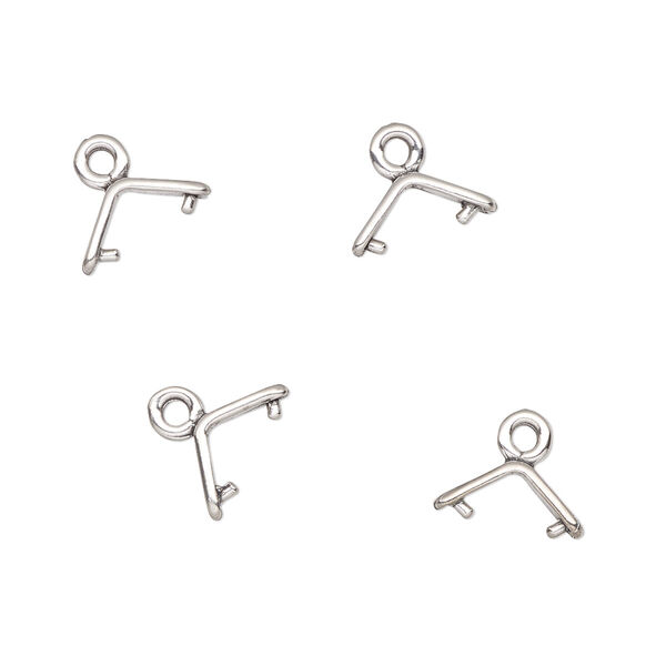 Bail, ice-pick, JBB Findings, antiqued sterling silver, 6x3mm y-shape, 4mm grip length. Sold per pkg of 4. image number 0