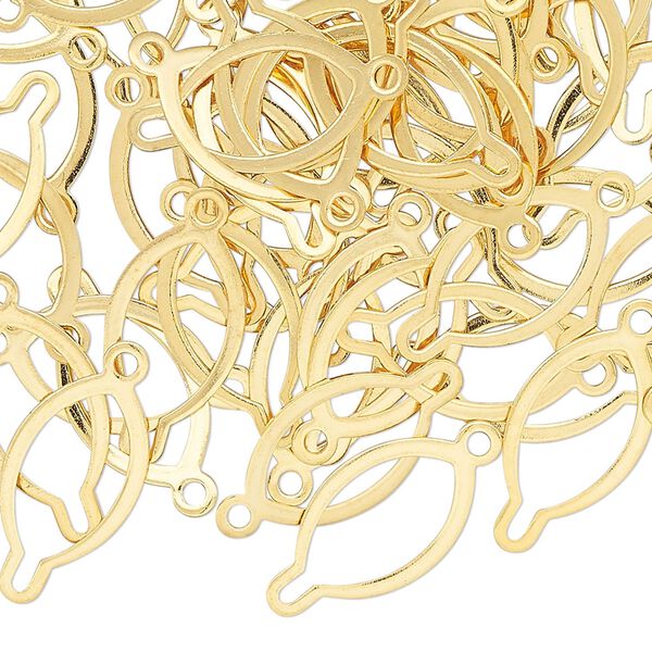 Button safety loop, gold-finished brass, 17x9mm-18x10mm oval with button shank slot. Sold per pkg of 100. image number 0