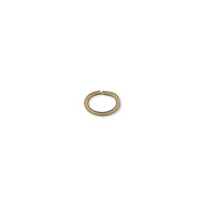 Jump ring, antique gold-plated brass, 7x5mm oval, 5.5x3.2mm inside diameter, 18 gauge. Sold per pkg of 100.