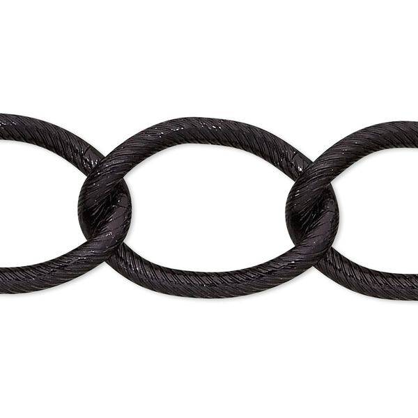 Chain, anodized aluminum, black, 18mm textured curb. Sold per pkg of 25 feet. image number 0