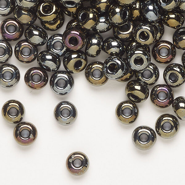 Seed bead, Preciosa Ornela, glass, opaque brown iris black, #2 rocaille. Sold per 50-gram pkg. image number 0