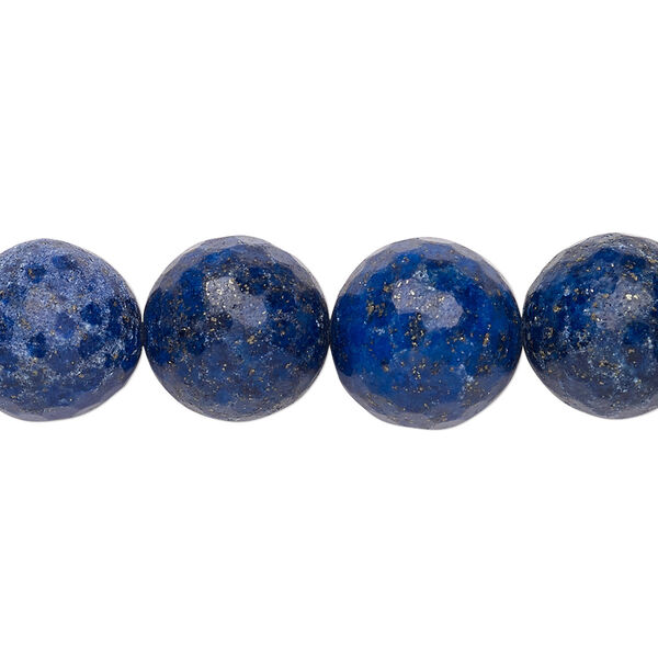 Bead, lapis lazuli (natural), 14-15mm faceted round, C+ grade, Mohs hardness 5 to 6. Sold per 15-inch strand. image number 0