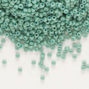 Seed bead, Miyuki, glass, pkg/250g, #11 rocaille, opaque matte luster seafoam, (RR-2028).