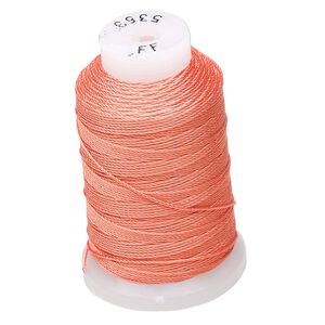 Thread, Purely Silk™, 3-ply, tangerine, size FF. Sold per 115-yard spool.