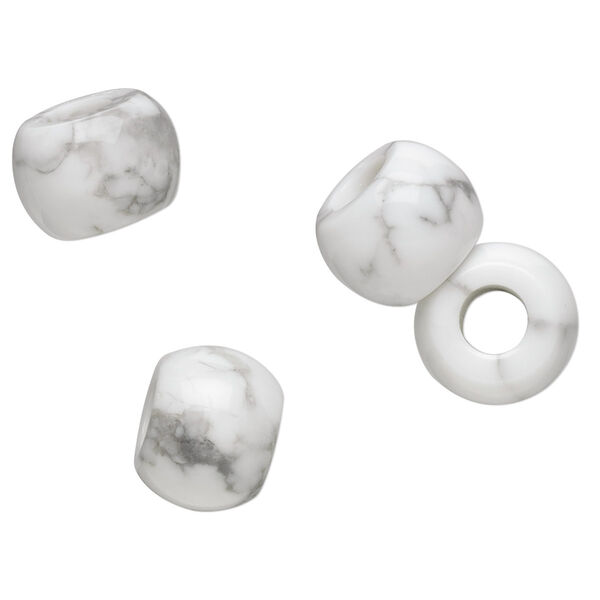 Bead, Dione®, howlite (natural), 12x9mm hand-cut rondelle, B grade, Mohs hardness 3 to 3-1/2. Sold per pkg of 4. image number 0