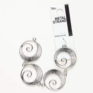 Link steel 4pk 31mm double-sided textured round swirl, antique silver finish
