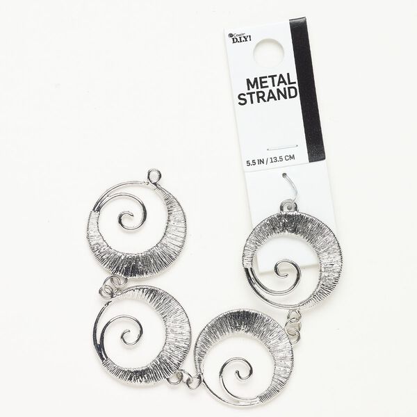 Link steel 4pk 31mm double-sided textured round swirl, antique silver finish image number 0