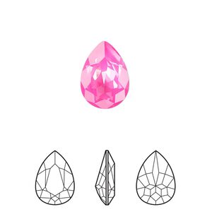 Fancy stone 1pk crystal electric pink ignite LacquerPRO, Crystal Passions® 14x10mm pear 4320
