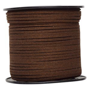 Cord, faux suede, brown, 3mm. Sold per 100-yard spool.