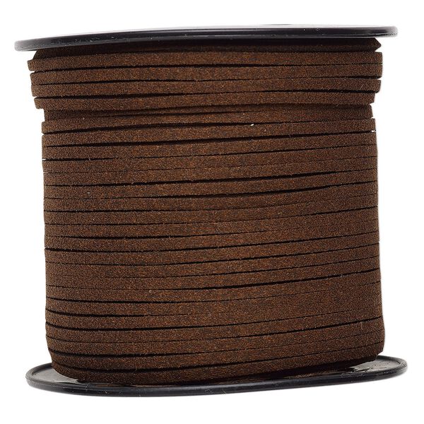 Cord, faux suede, brown, 3mm. Sold per 100-yard spool. image number 0