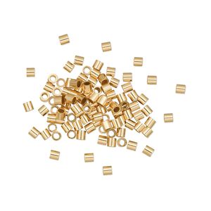 Crimp, 12Kt gold-filled, 2mm smooth tube, 1.1mm inside diameter. Sold per pkg of 100.