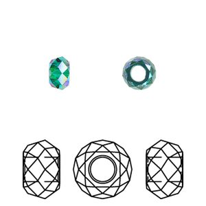 Bead 288pk emerald shimmer 2X, Swarovski® 6x3.75mm briolette XL hole 5042