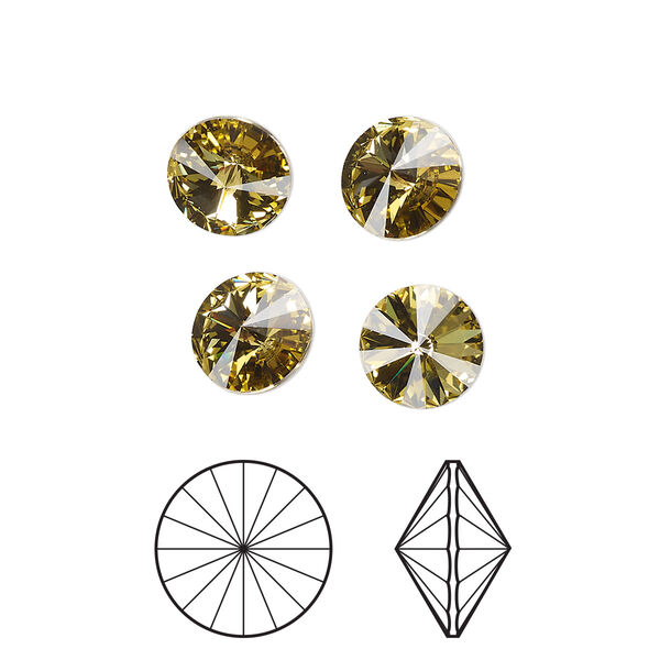 Chaton 8pk dark jonquil foil back, Crystal Passions® Regenerated 8.16-8.41mm rivoli SS39 1122 image number 0
